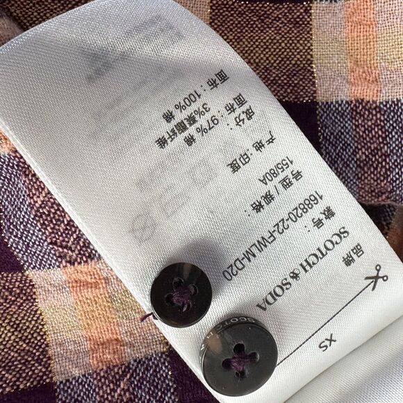 scotch soda pink organic cotton Checked Oversized moon gazer button up Shirt XS - Picture 8 of 13